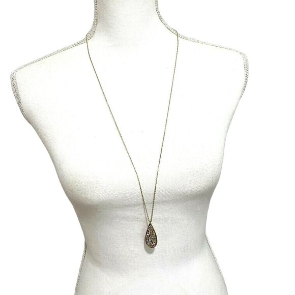 Loft Rhinestone Teardrop Pendant Necklace - Picture 2 of 3